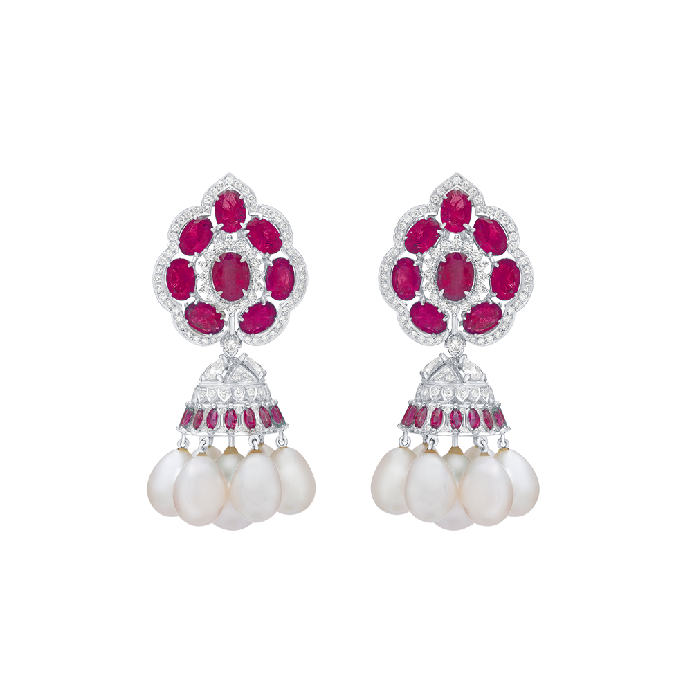 Scarlet Oval Ruby Jhumki Image