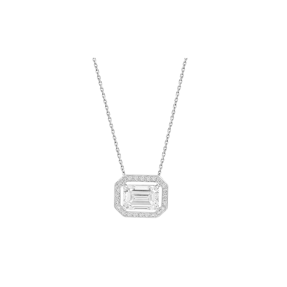 Emerald-Cut Diamond Pendant With Chain Image