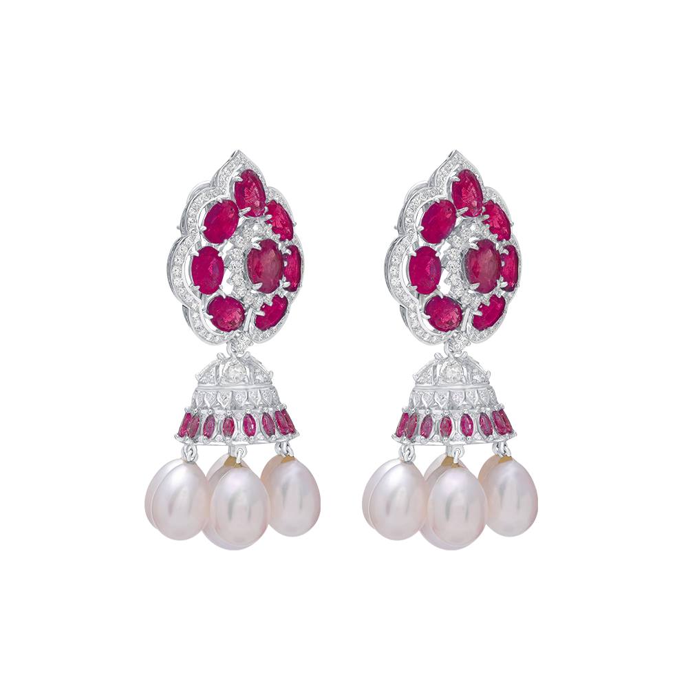 Scarlet Oval Ruby Jhumki Image