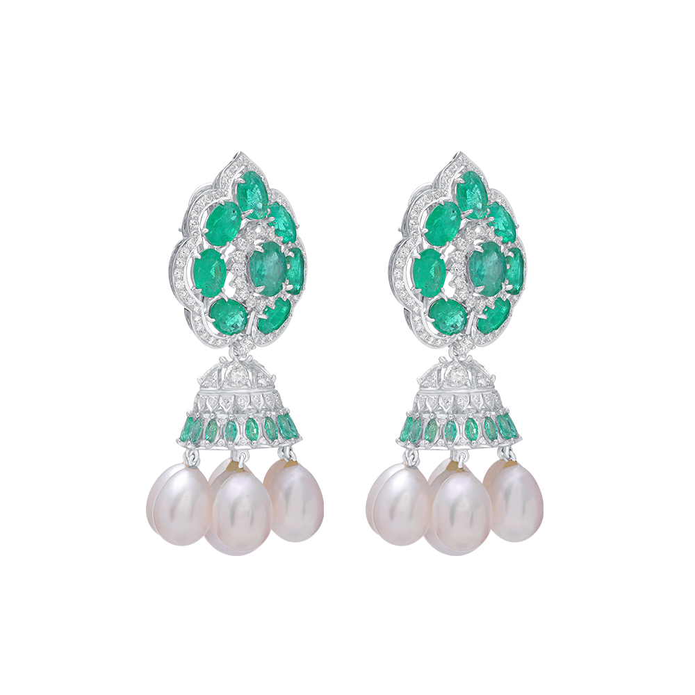 Oval Green Emerald Jhumki Image