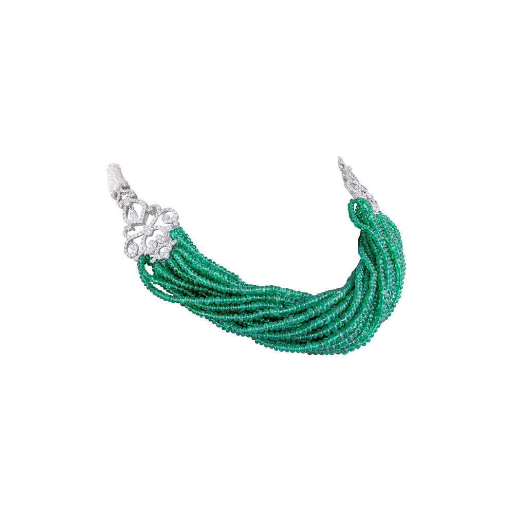 Diamond Emerald Beads Necklace Image