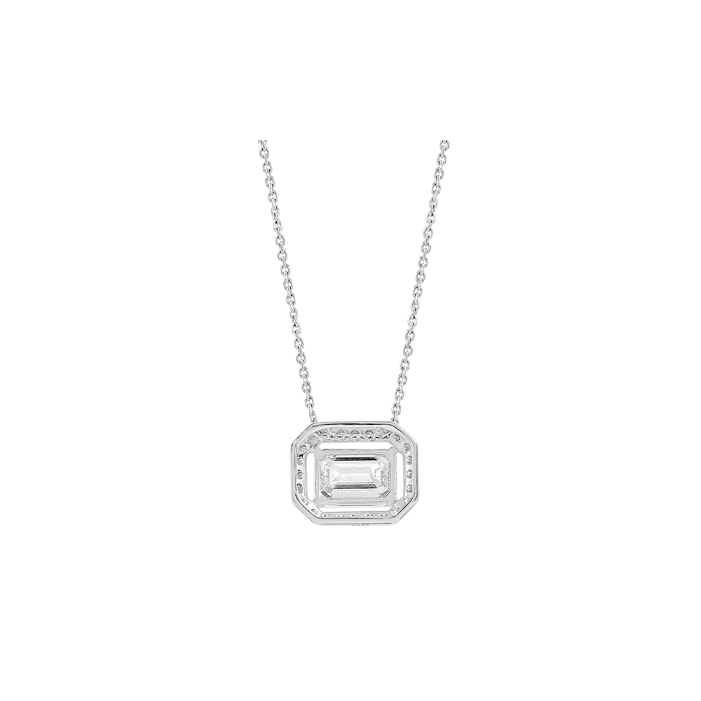 Emerald-Cut Diamond Pendant With Chain Image