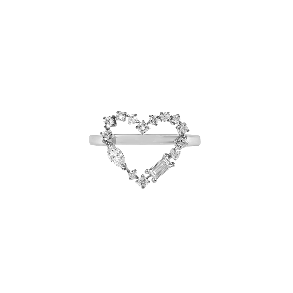 Diamond Heart Ring White Gold Image