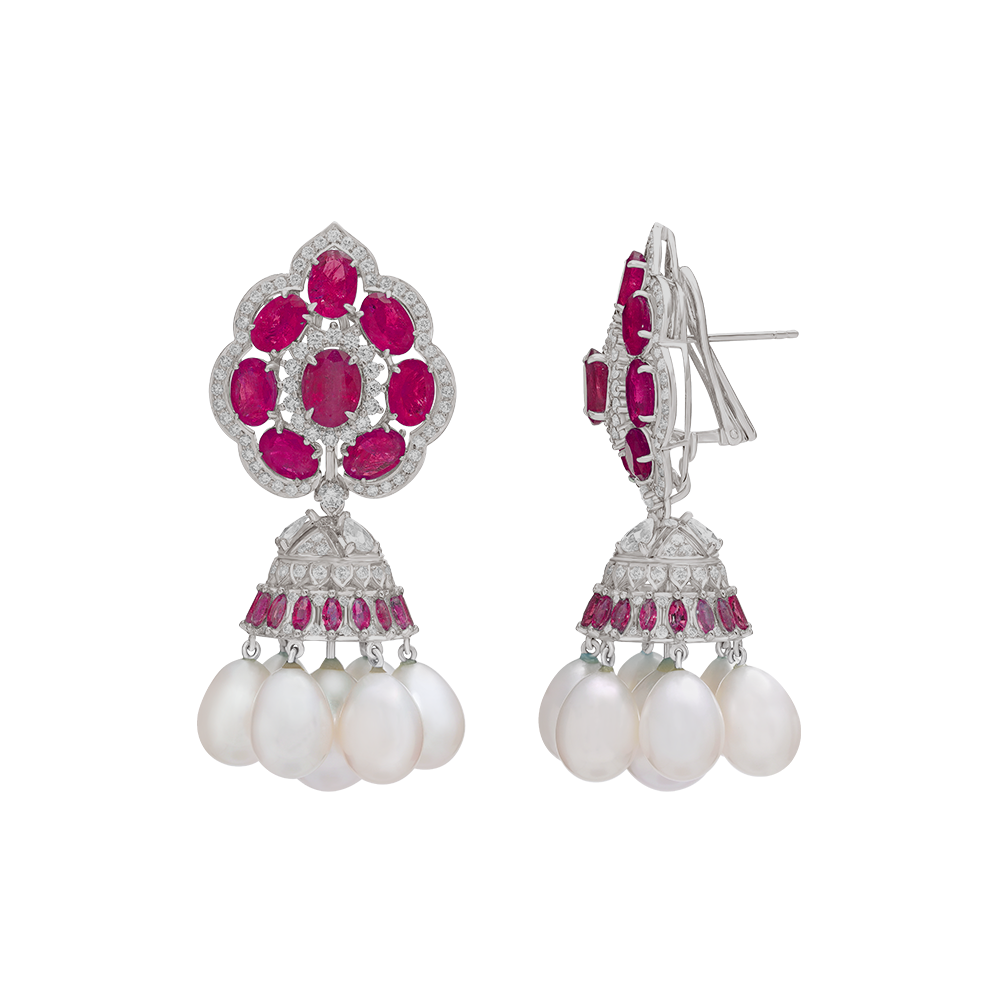 Scarlet Oval Ruby Jhumki Image