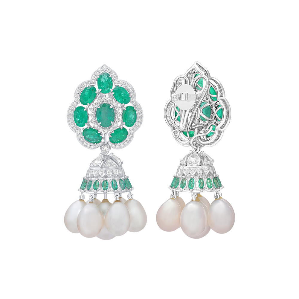 Oval Green Emerald Jhumki Image