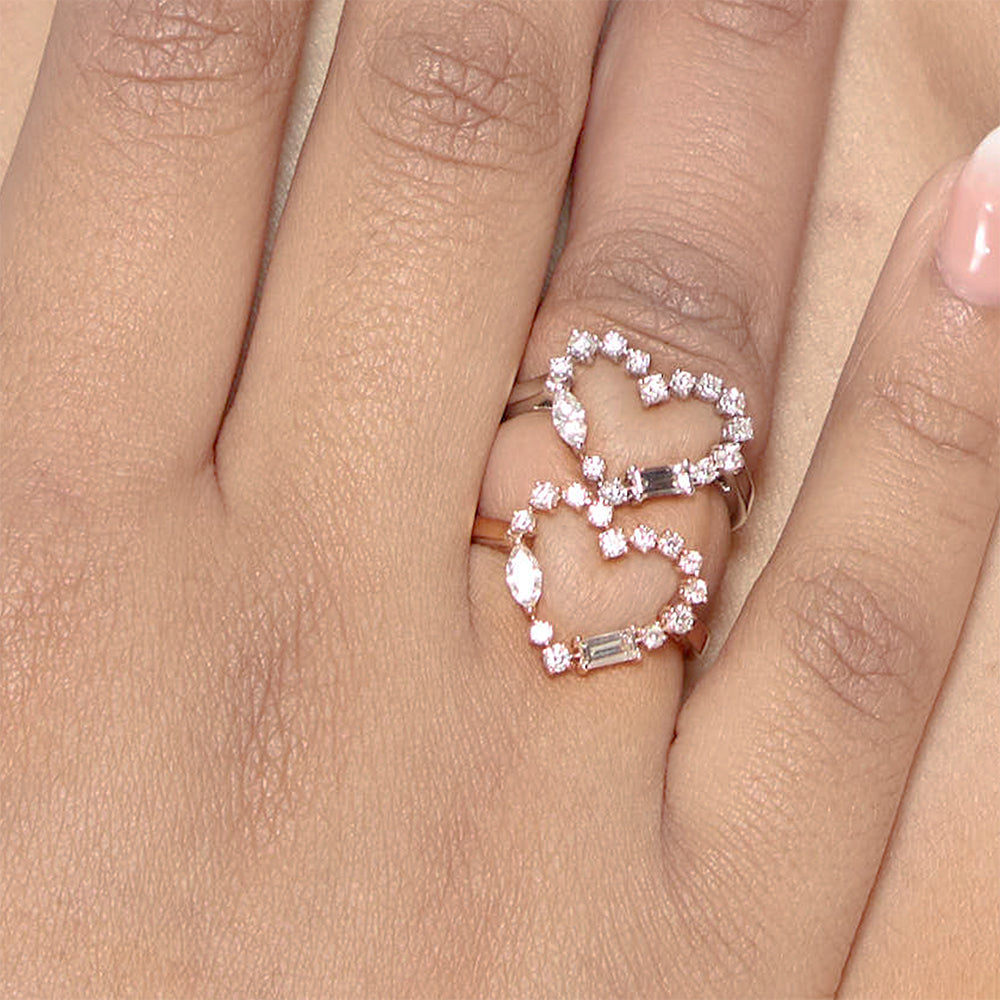 Diamond Heart Ring Rose Gold Image