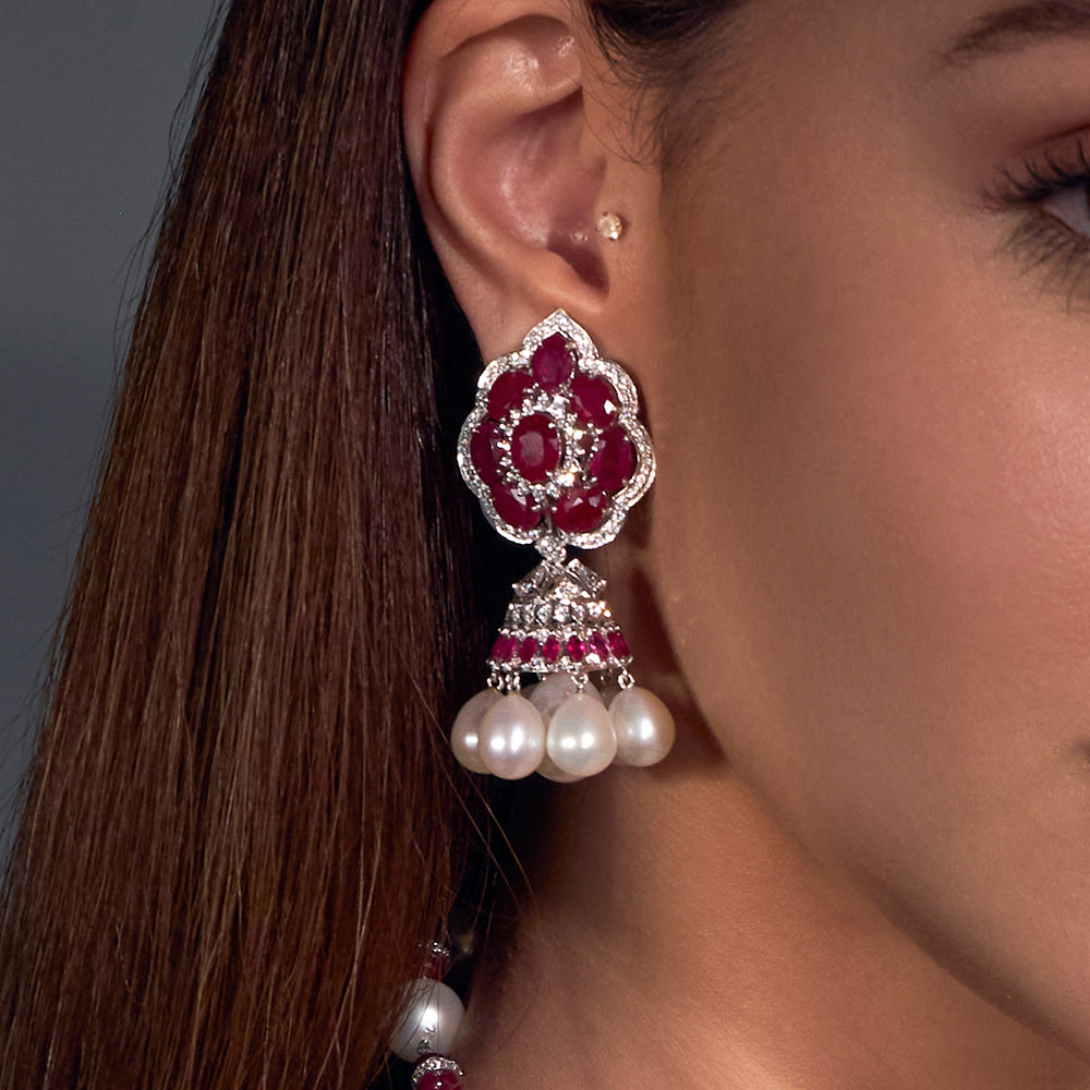 Scarlet Oval Ruby Jhumki Image