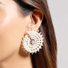 Pearl & Round Diamond Circle Earrings Thumbnail